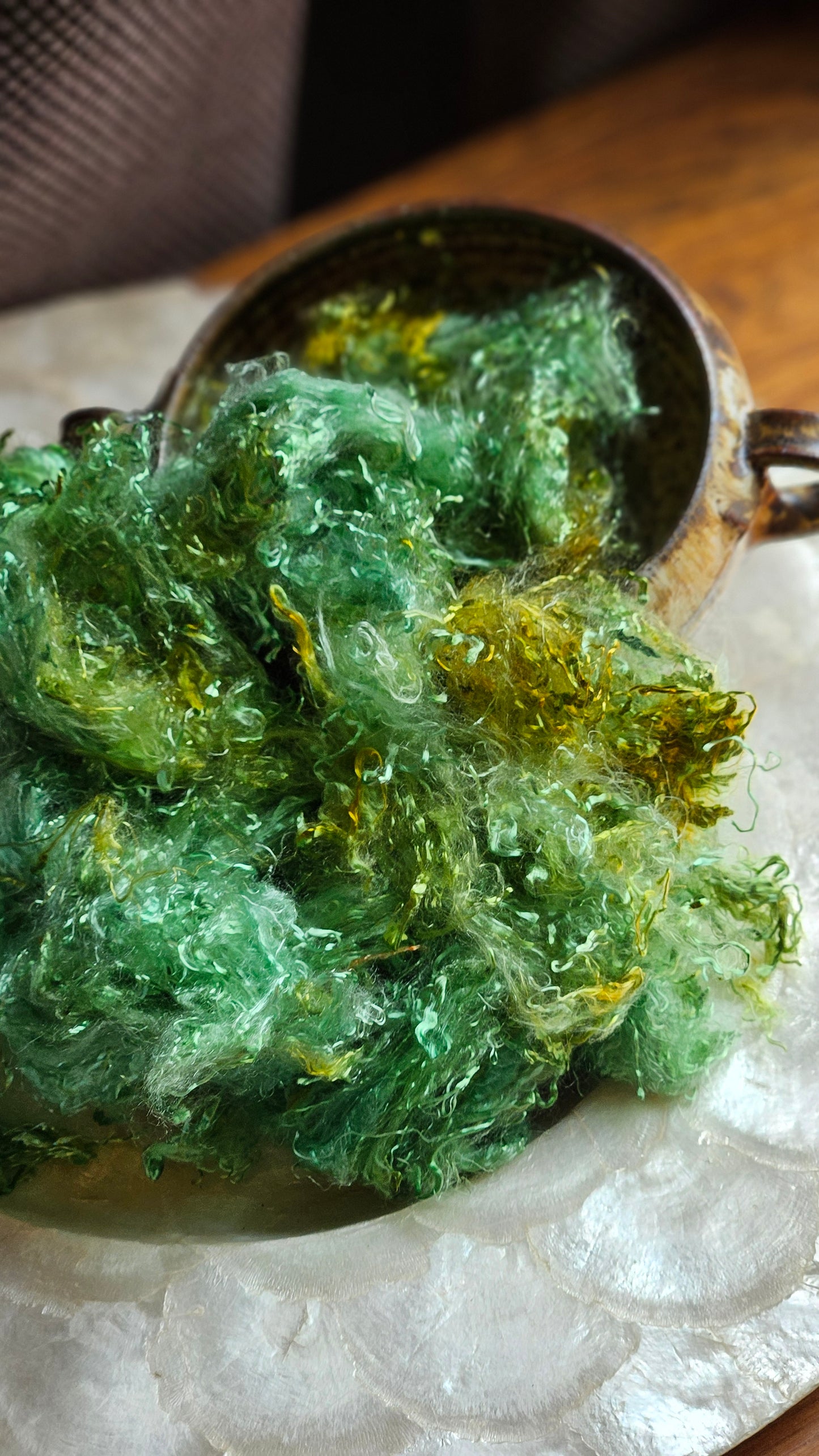 TSAVORITE - hand-dyed eucalyptus crimp faux-silk for art yarn embellishing, fiber blending, felting, and papermaking - 2 oz | 57 g