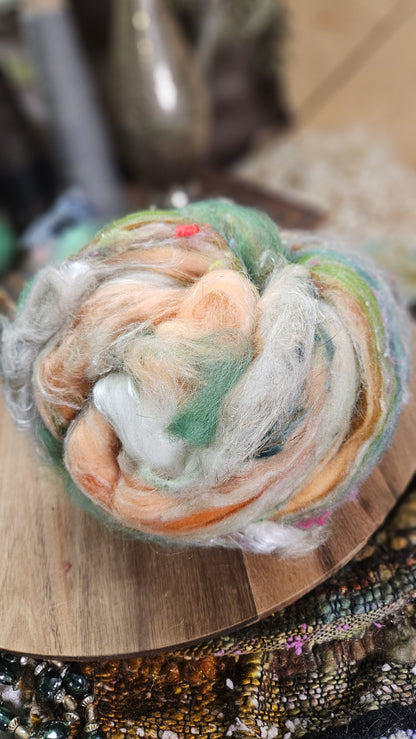 Shaniko Wool Silk Flax Neauveau Art Batt 907 - 4.3 oz