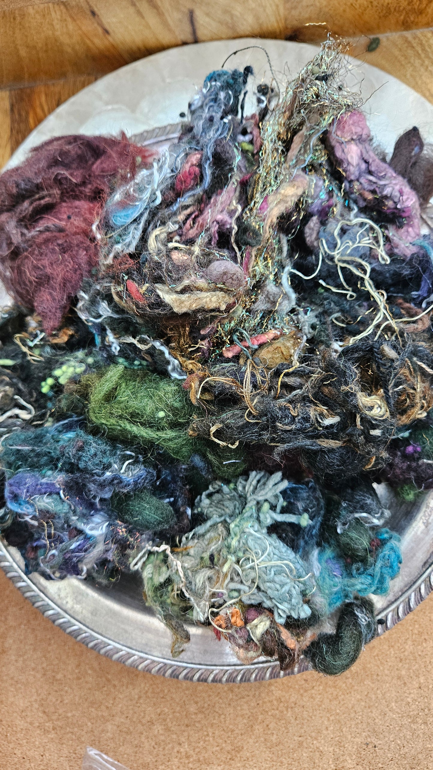 EQUINOX GARDEN - Hand-Dyed Recycled Fiber Texture Blend for art yarn embellishing, texture blending, felting, mixed media, and fiber art - 4 ounces | 114 grams