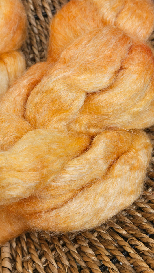 Tangerine Pearl - wool bamboo roving for felting and blending - 2 ounces | 57 grams