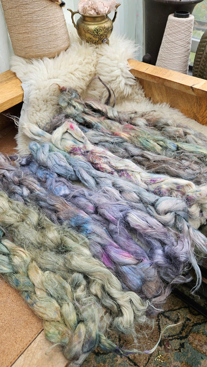 CAMELOT - rare hand-dyed hemp top for carding into art batts - 2 ounces | 57 grams