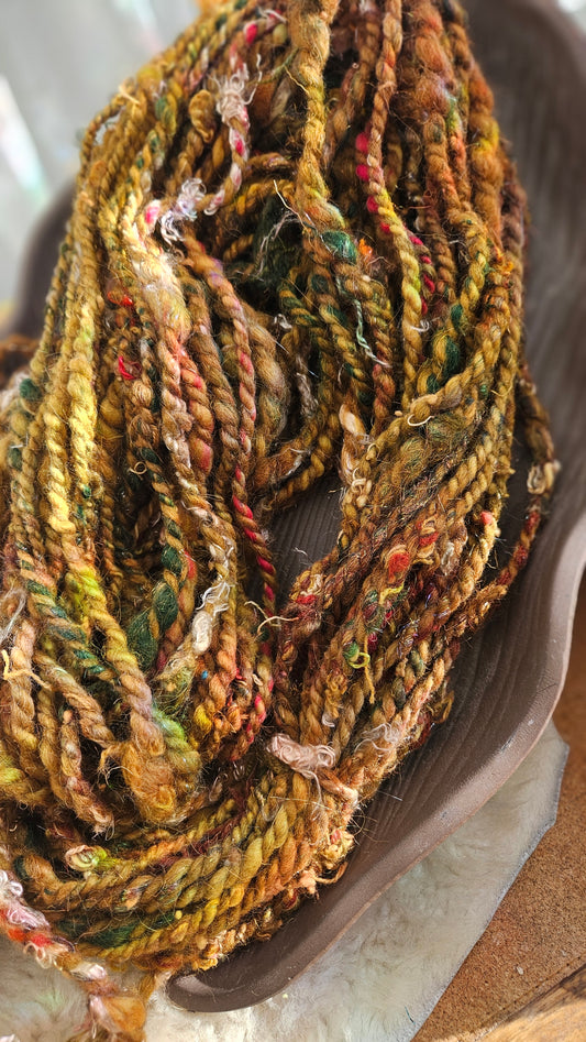 HONEY EMBER - Bulky Handspun Art Yarn XL Skein - 56 yards | 6 ounces | 170 grams