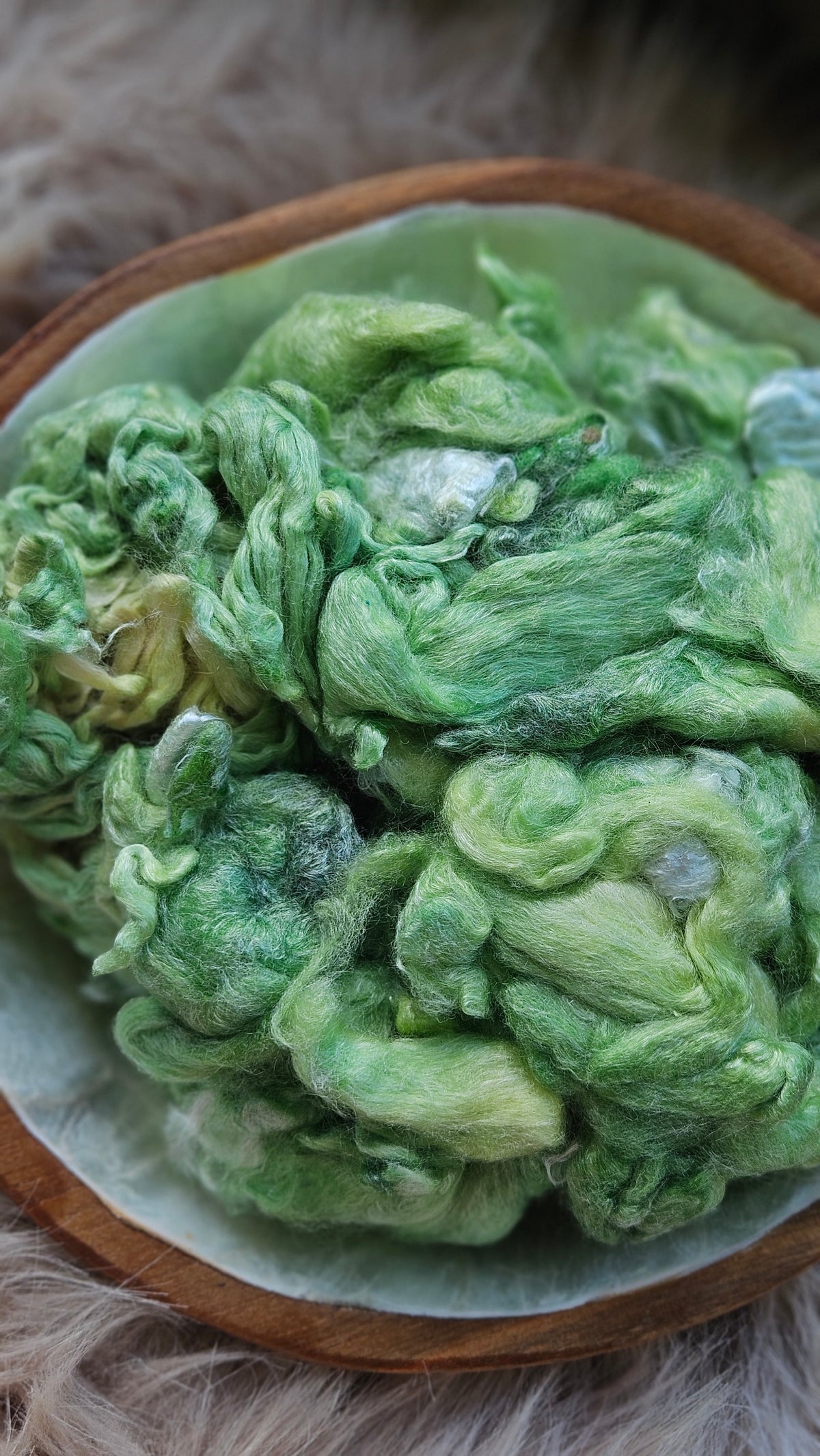 Spearmint - hand-dyed fine wool and silky bamboo mill ends - 5 oz |  142 g
