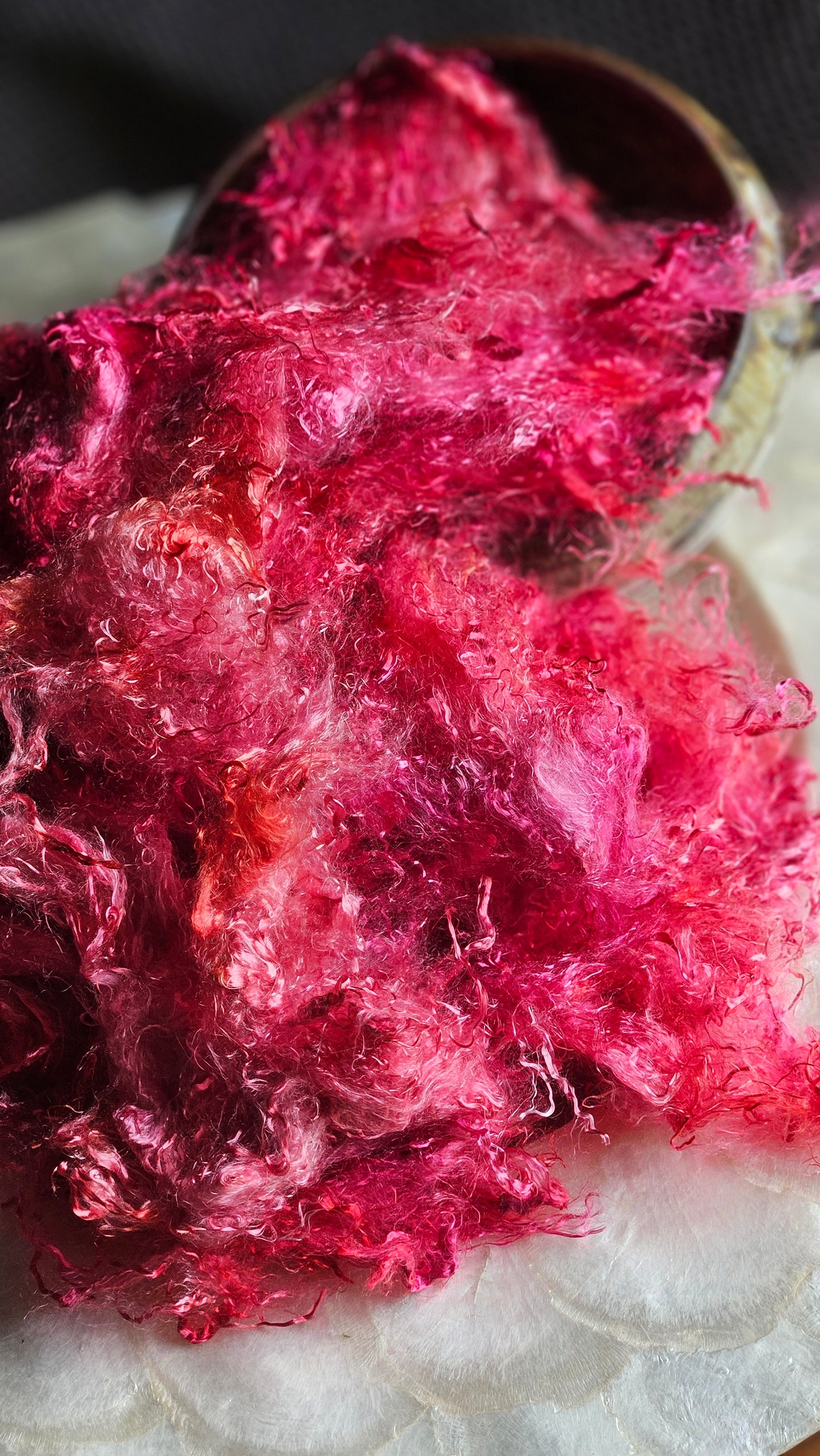 KUTNOHORITE - hand-dyed eucalyptus crimp faux-silk for art yarn embellishing, fiber blending, felting, and papermaking - 2 oz | 57 g