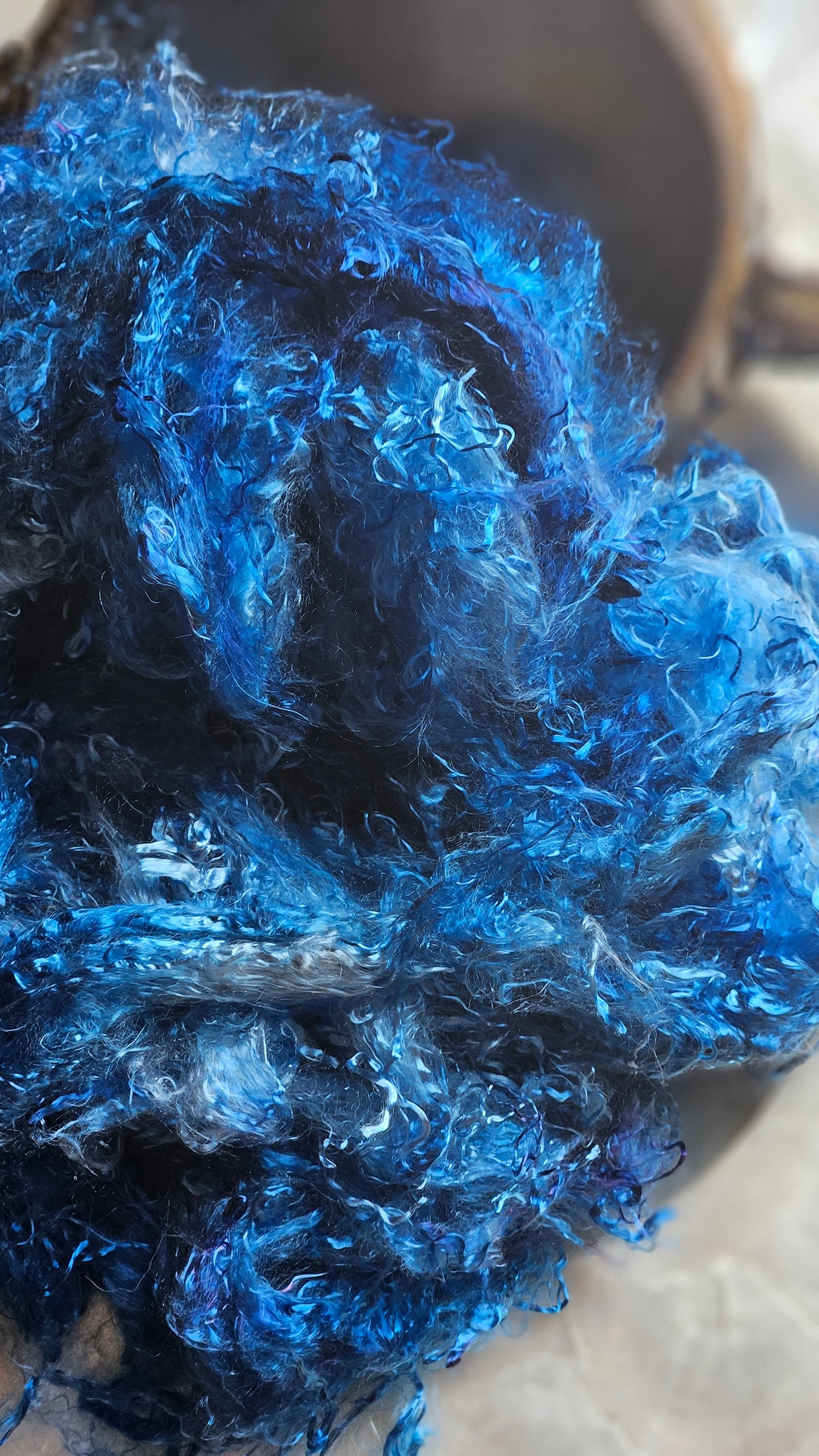 AZURITE - hand-dyed eucalyptus crimp faux-silk for art yarn embellishing, fiber blending, felting, and papermaking - 2 oz | 57 g