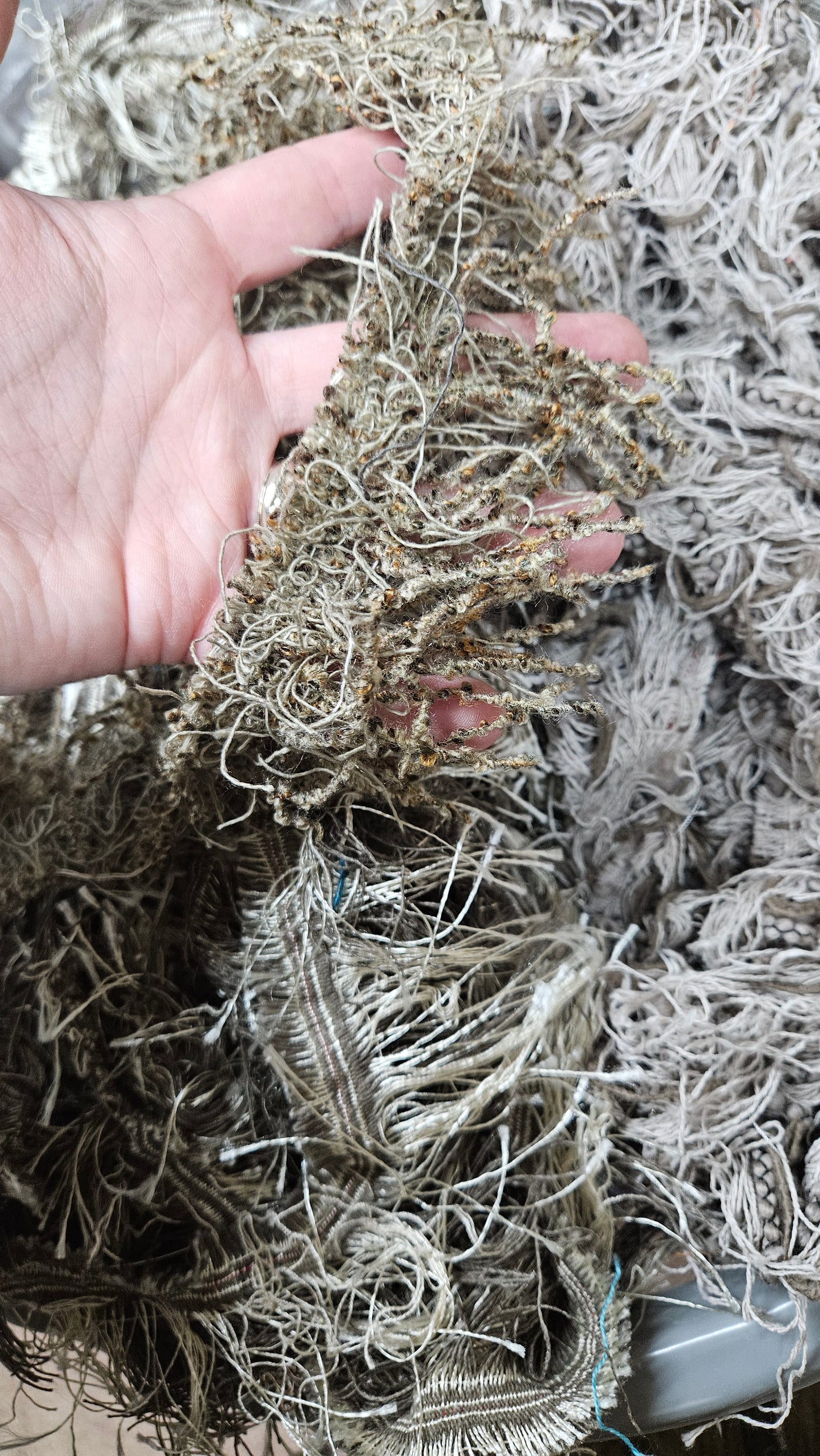 FANCY NEUTRALS - bulk textile selvedge for rug weaving and art yarn - 5 POUNDS