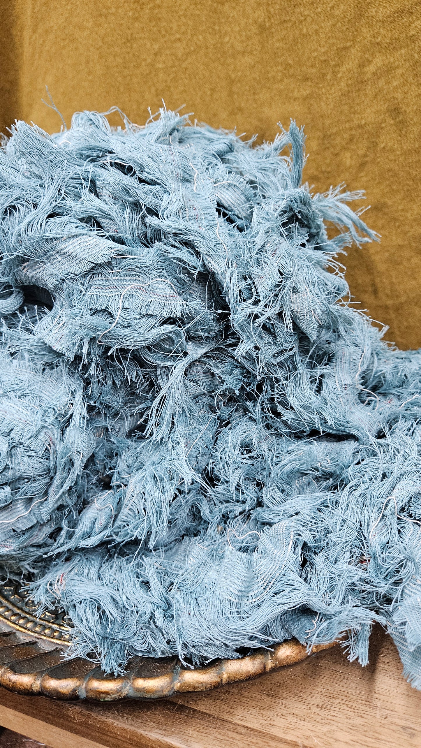 CARIBBEAN SEA - shaggy fringe ribbon for tapestry weaving and fiber art - 4.5 POUNDS