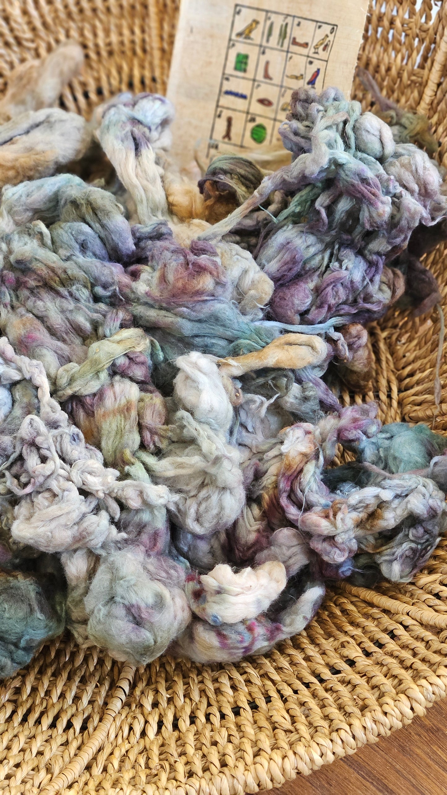 NILE Hand-Dyed Organic Extra Fine Cotton Noil for fiber art, texture blending, and papermaking - 1 ounce | 28 grams
