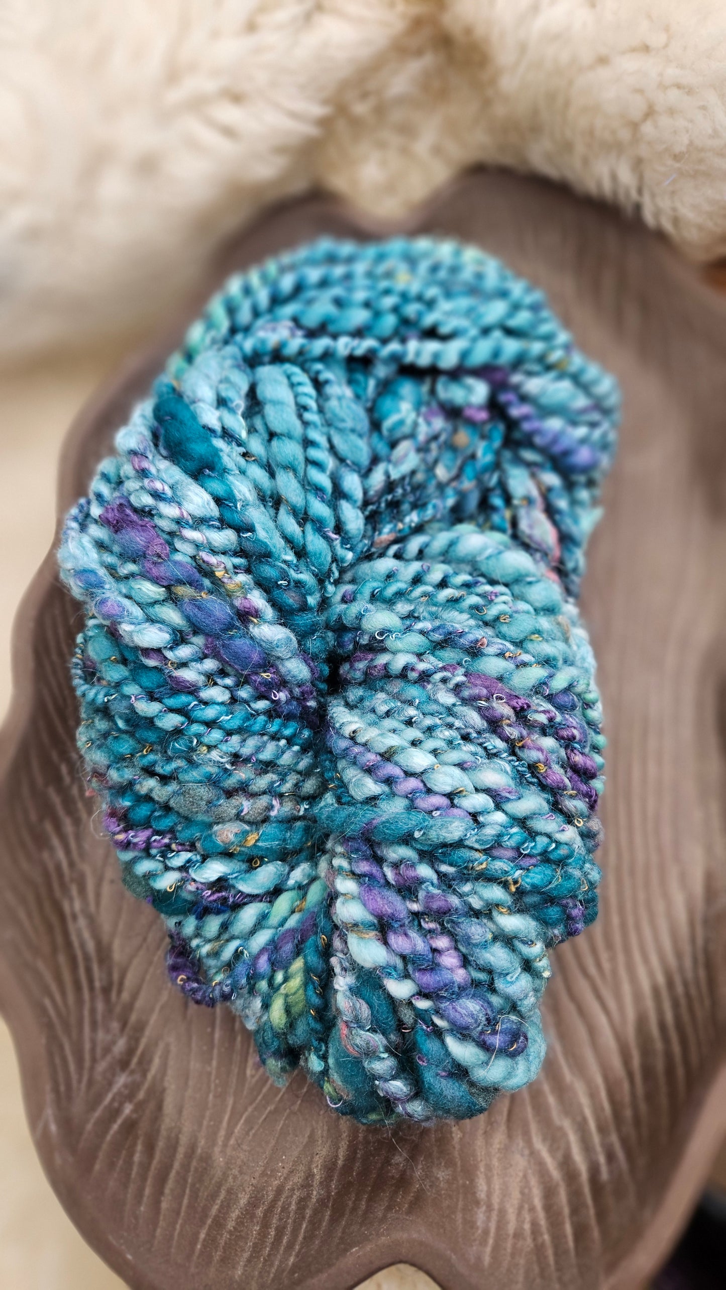 MERMAID LAGOON - Bulky Handspun Art Yarn XL Skein - 33 yards | 6.6 ounces | 187 grams