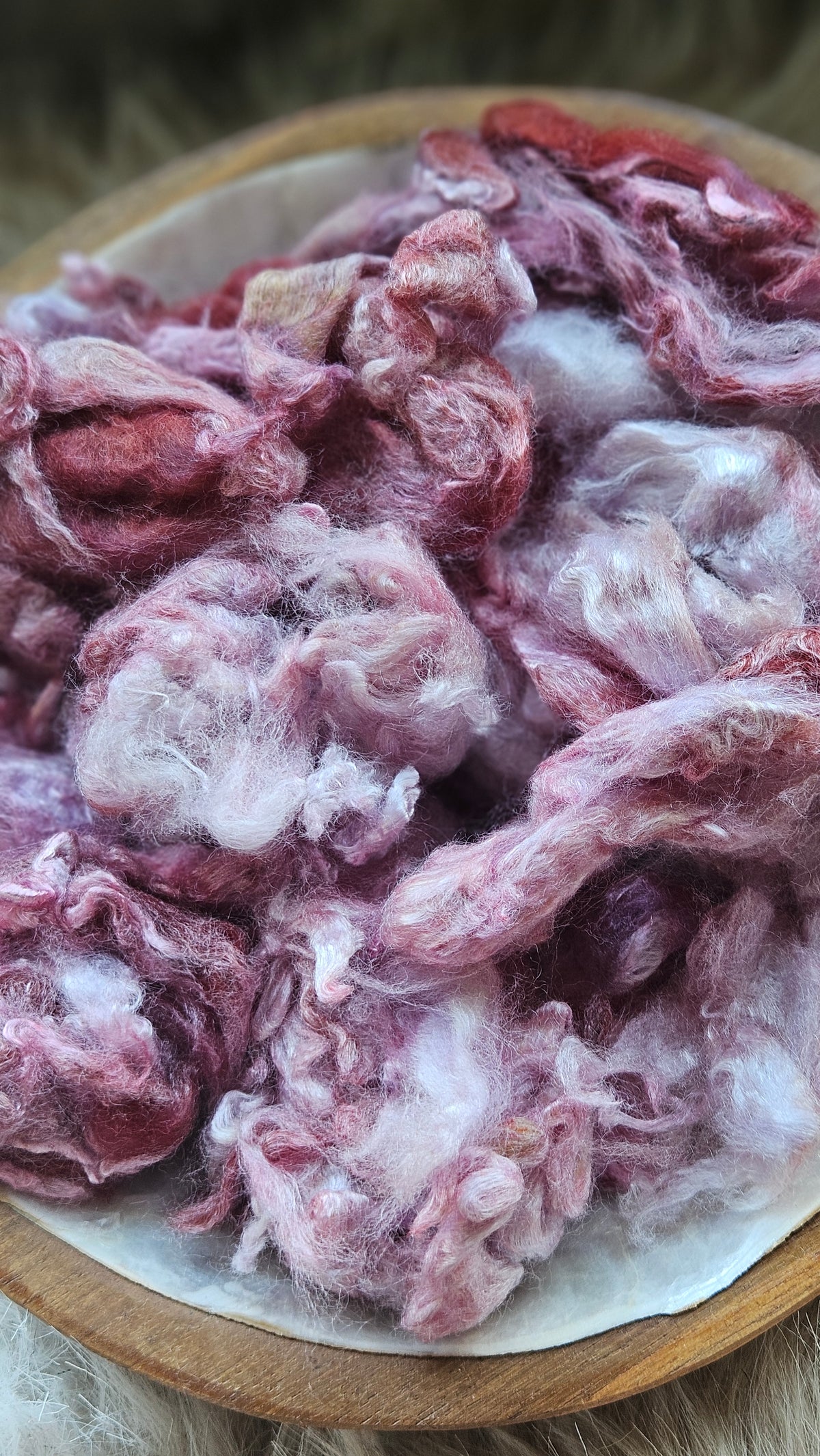 Mulberry Tart - hand-dyed fine wool and silky bamboo mill ends - 5 oz |  142 g