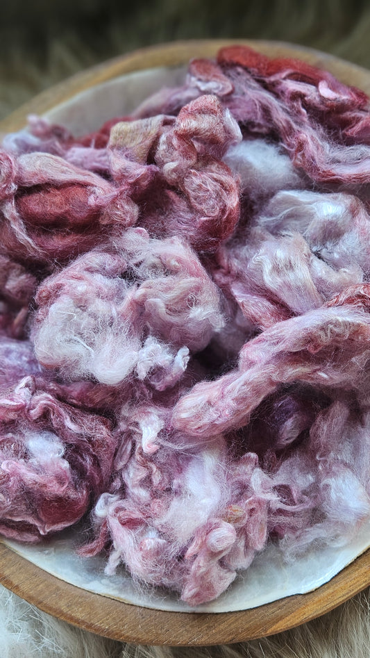 Mulberry Tart - hand-dyed fine wool and silky bamboo mill ends - 5 oz |  142 g