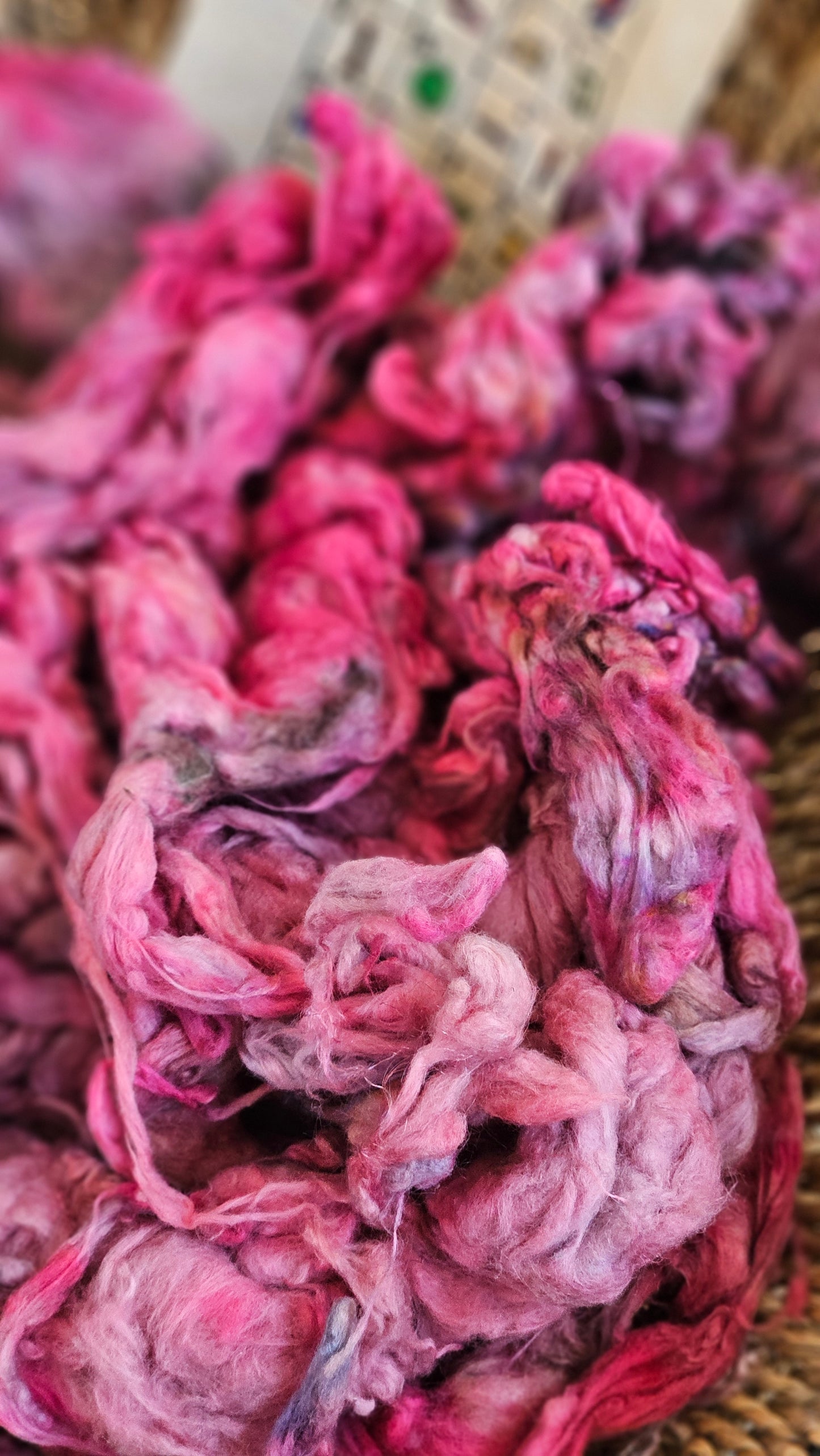 APOPHIS Hand-Dyed Organic Extra Fine Cotton Noil for fiber art, texture blending, and papermaking - 1 ounce | 28 grams