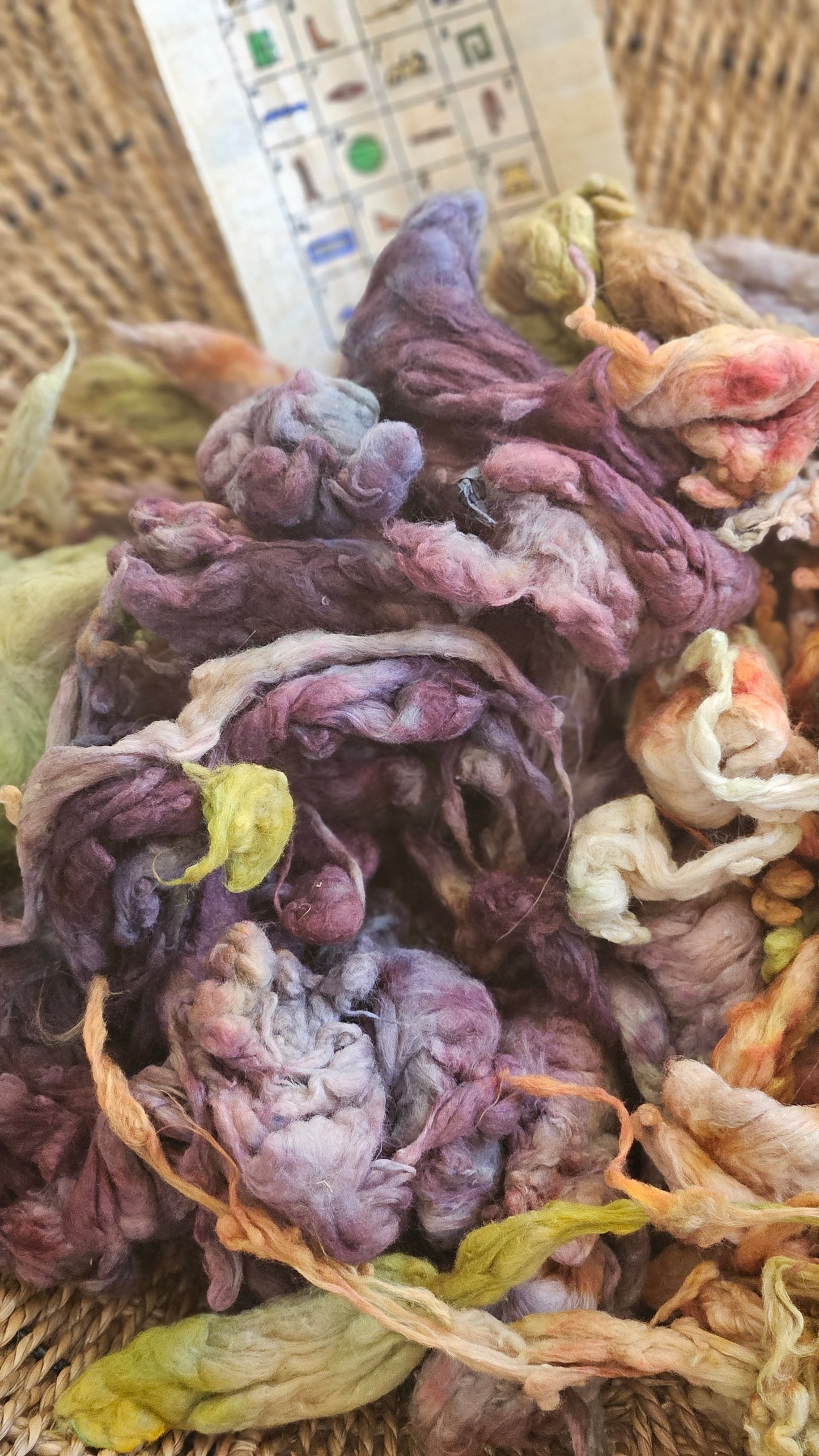 ANUBIS Hand-Dyed Organic Extra Fine Cotton Noil for fiber art, texture blending, and papermaking - 1 ounce | 28 grams