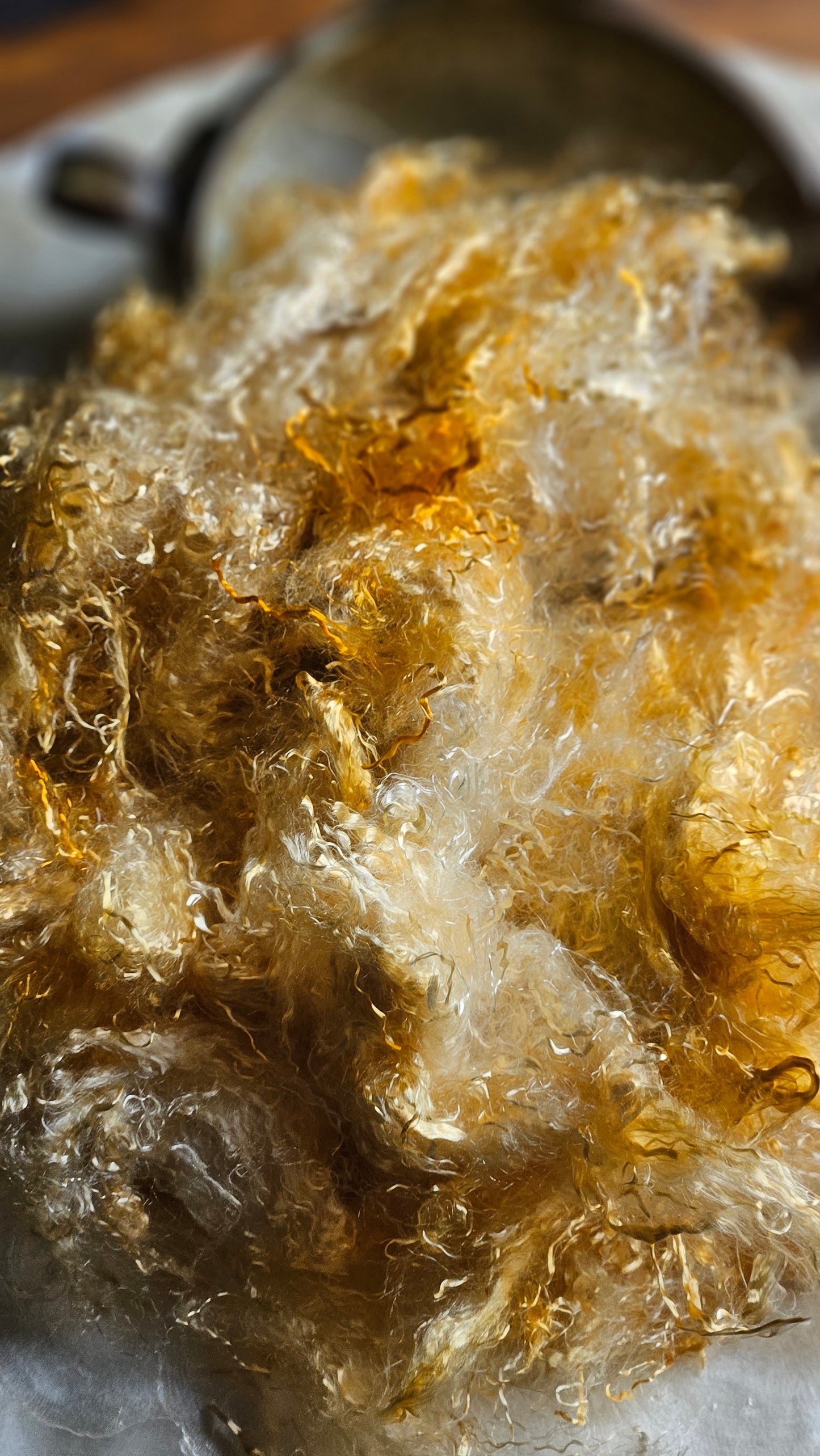 SUNSTONE - hand-dyed eucalyptus crimp faux-silk for art yarn embellishing, fiber blending, felting, and papermaking - 2 oz | 57 g