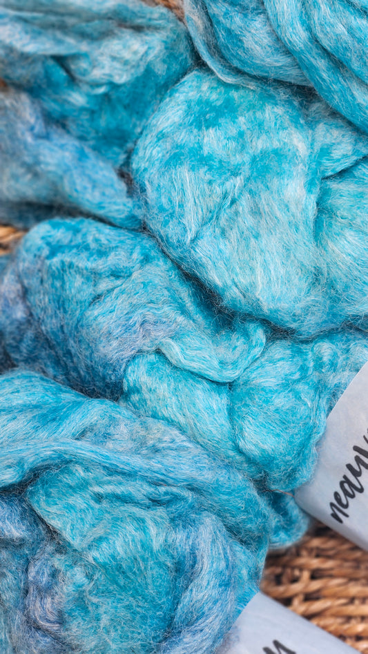 Lagoon Pearl - wool bamboo roving for felting and blending - 2 ounces | 57 grams