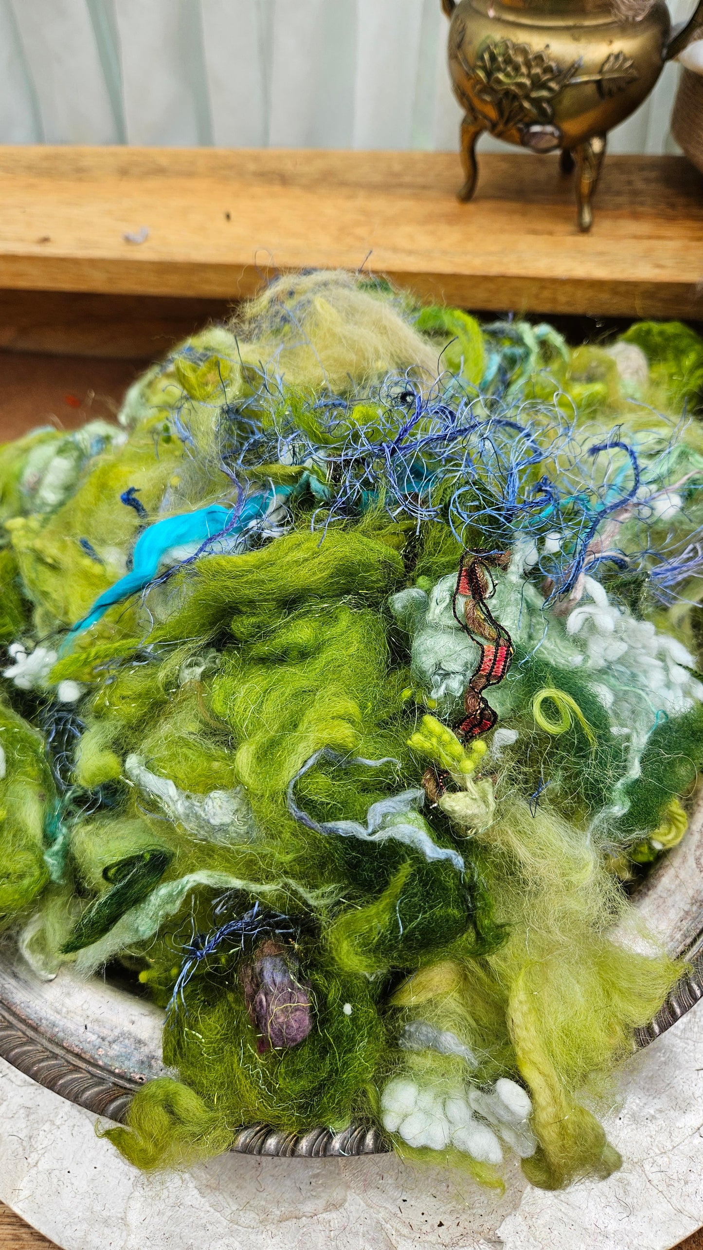 MISTFALL - Hand-Dyed Texture Blend for art yarn embellishing, texture blending, felting, mixed media, and fiber art - 4 ounces | 114 grams