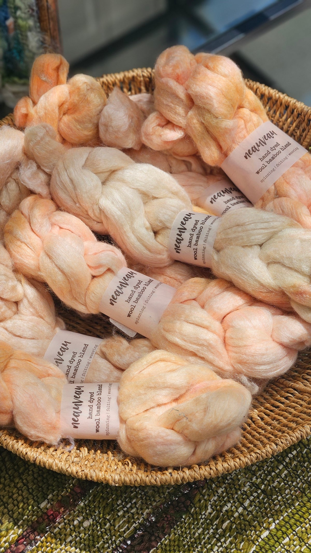 Gilded Pearl - wool bamboo roving for felting and blending - 2 ounces | 57 grams
