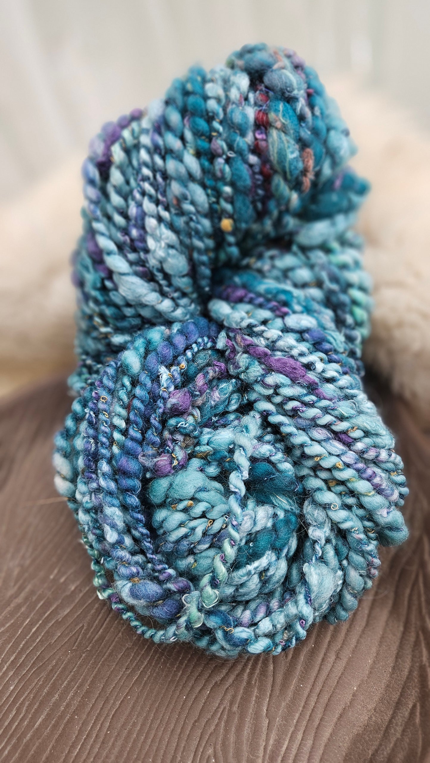 MERMAID LAGOON - Bulky Handspun Art Yarn XL Skein - 33 yards | 6.6 ounces | 187 grams