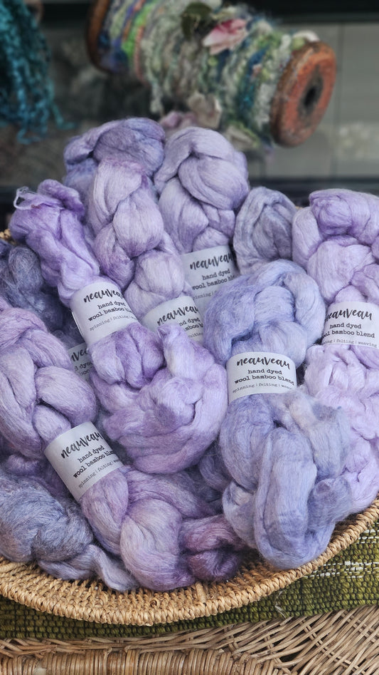 Lavender Pearl - wool bamboo roving for felting and blending - 2 ounces | 57 grams