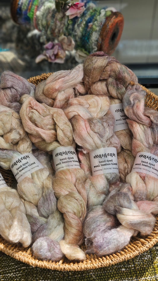 Opal Pearl - wool bamboo roving for felting and blending - 2 ounces | 57 grams