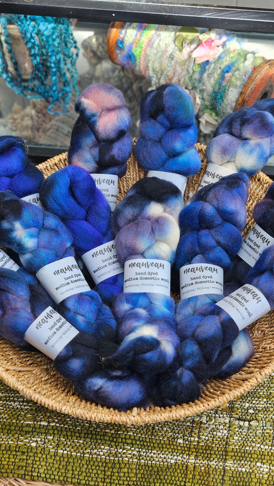 Stellars Jay - hand dyed domestic wool roving for felting and blending - 2 ounces | 57 grams