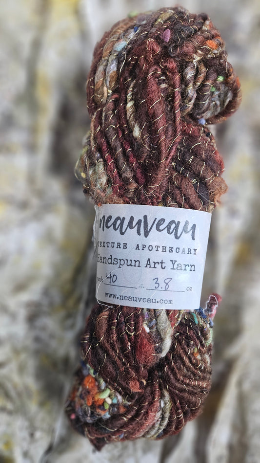 Handspun Bulky Art Yarn - Cinnamon Grove 04