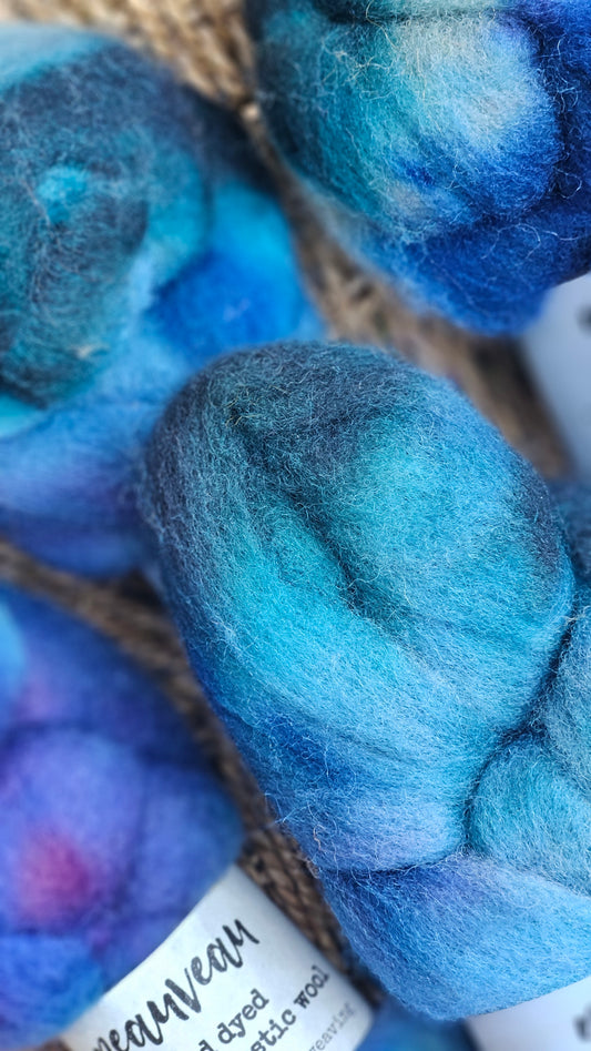 Fairywren - hand dyed domestic wool roving for felting and blending - 2 ounces | 57 grams