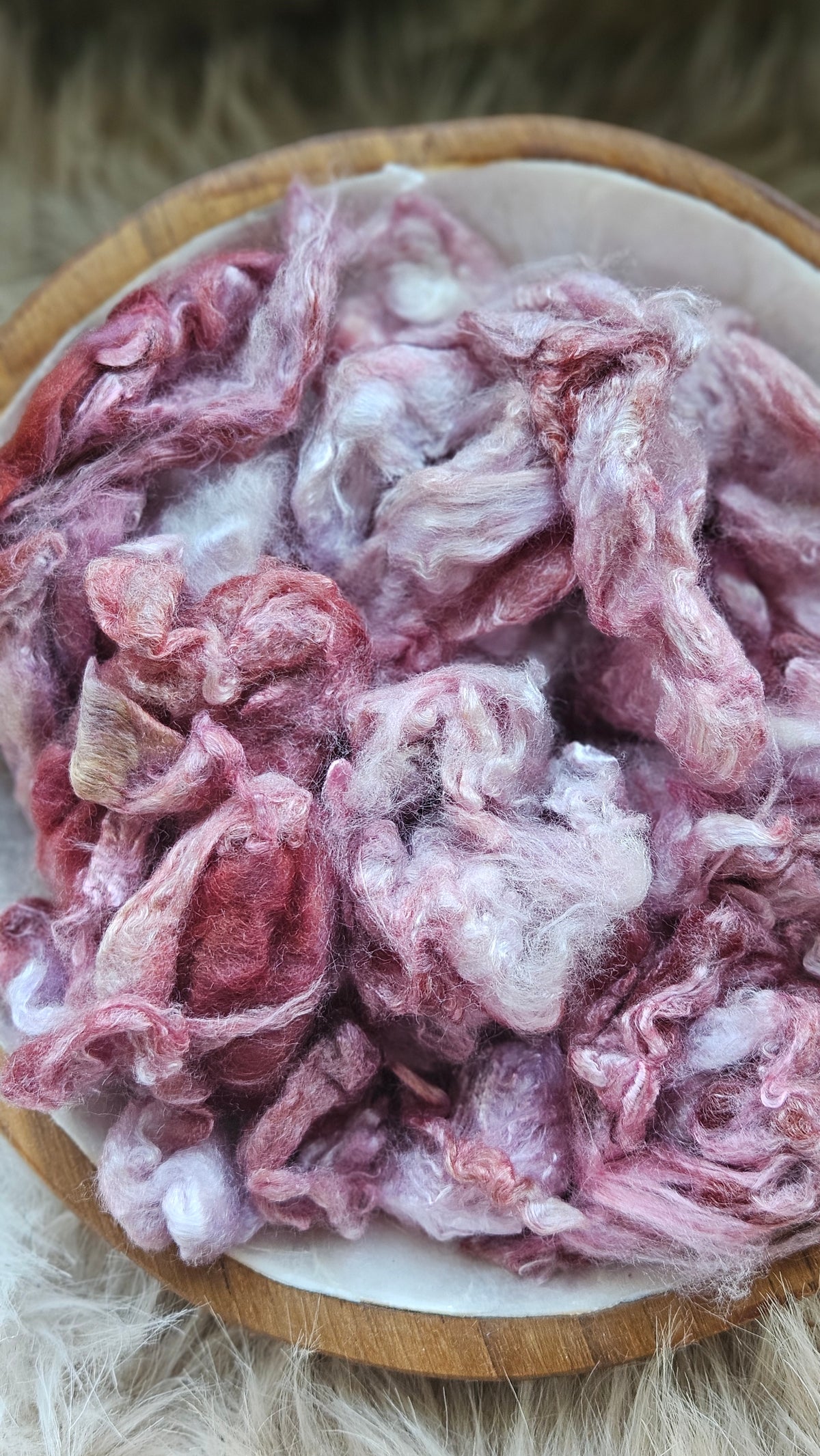 Mulberry Tart - hand-dyed fine wool and silky bamboo mill ends - 5 oz |  142 g