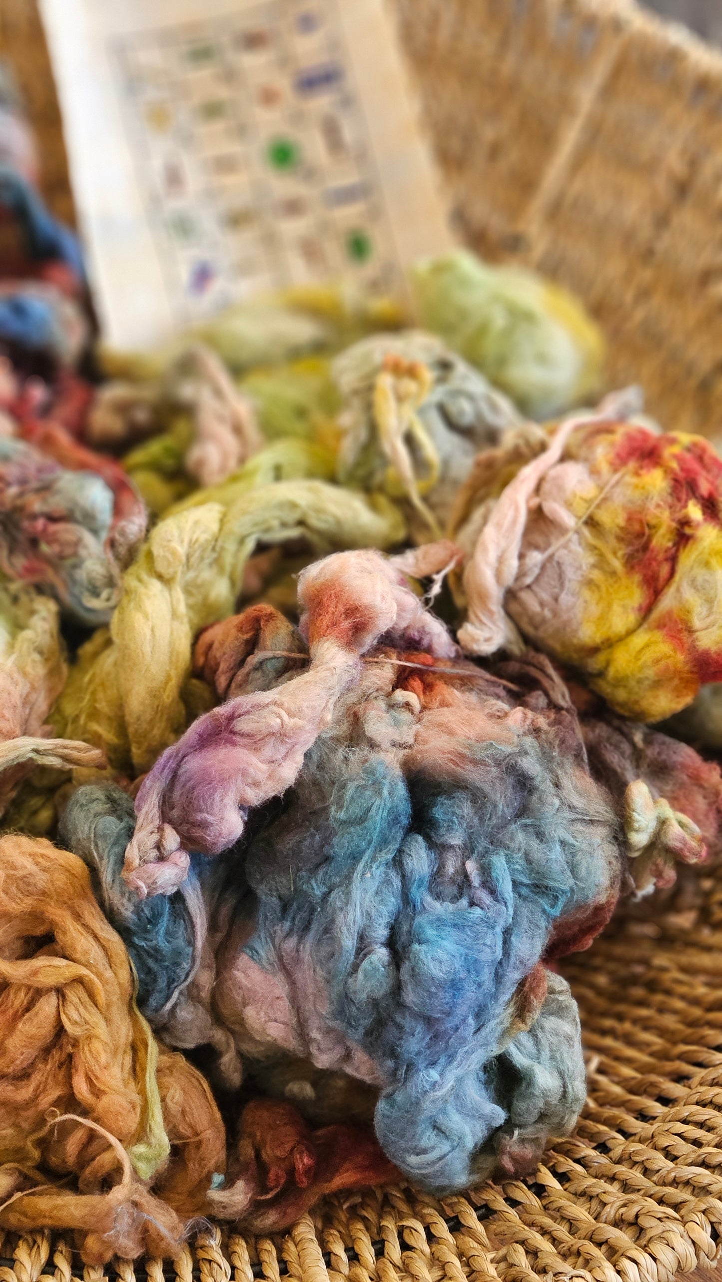 ANKH Hand-Dyed Organic Extra Fine Cotton Noil for fiber art, texture blending, and papermaking - 1 ounce | 28 grams