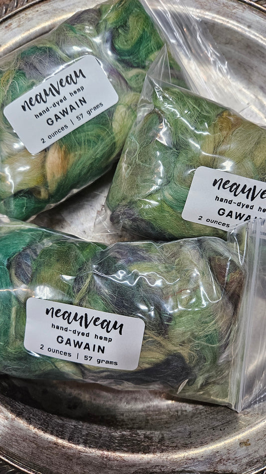 GAWAIN Hand-Dyed Fine Hemp for fiber art, texture blending, and papermaking - 2 ounces | 57 grams