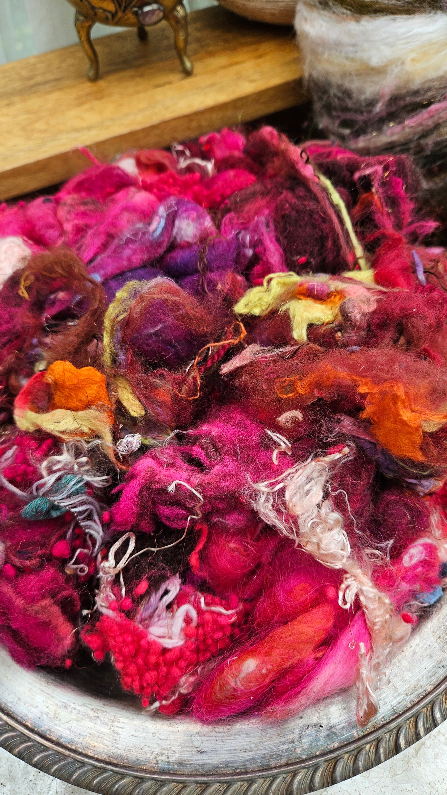 WILDFLOWER VALLEY - Hand-Dyed Texture Blend for art yarn embellishing, texture blending, felting, mixed media, and fiber art - 4 ounces | 114 grams