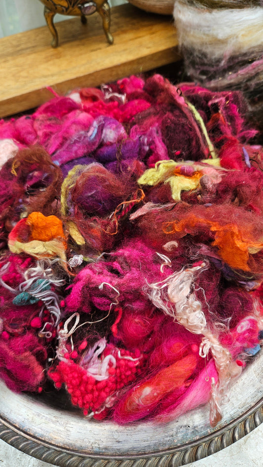WILDFLOWER VALLEY - Hand-Dyed Texture Blend for art yarn embellishing, texture blending, felting, mixed media, and fiber art - 4 ounces | 114 grams
