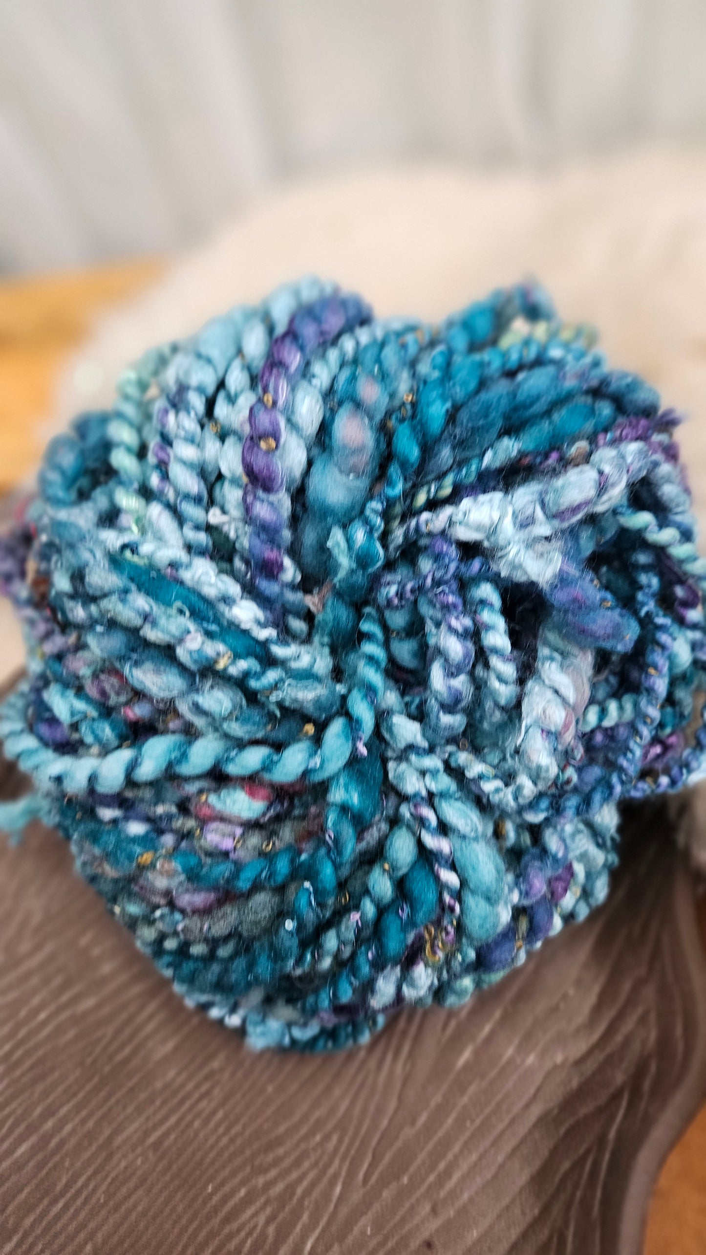 MERMAID LAGOON - Bulky Handspun Art Yarn XL Skein - 33 yards | 6.6 ounces | 187 grams