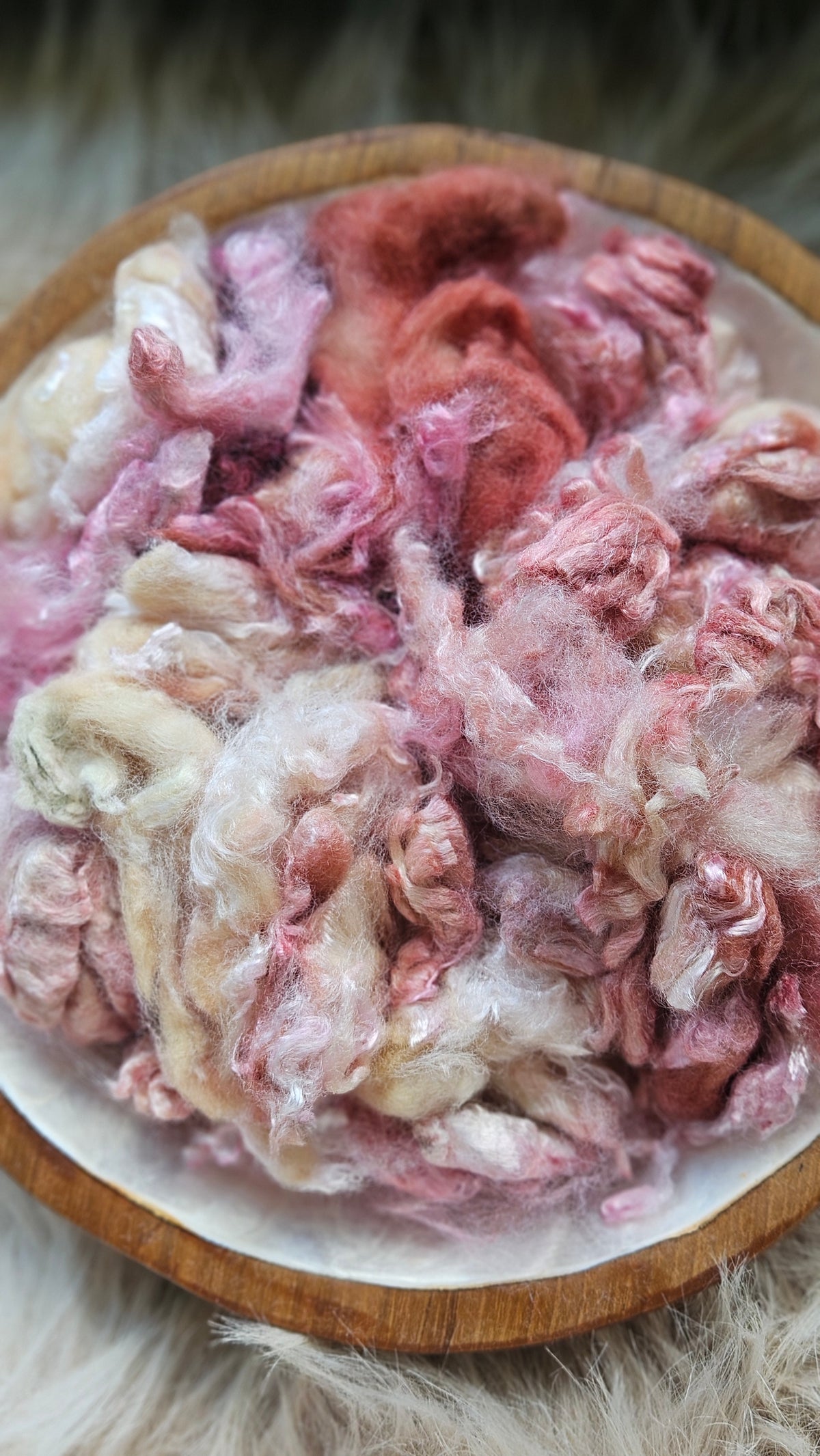 Goji Berry - hand-dyed fine wool and silky bamboo mill ends - 5 oz |  142 g