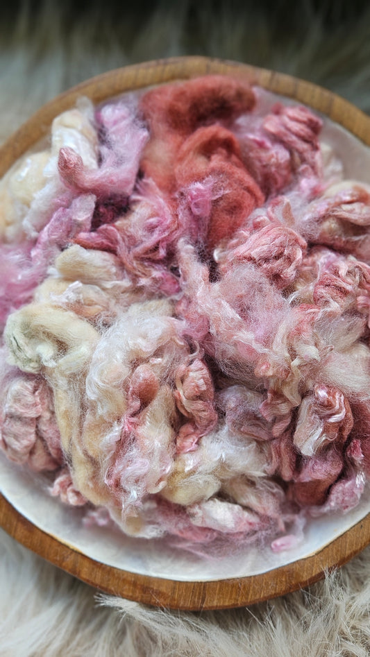 Goji Berry - hand-dyed fine wool and silky bamboo mill ends - 5 oz |  142 g