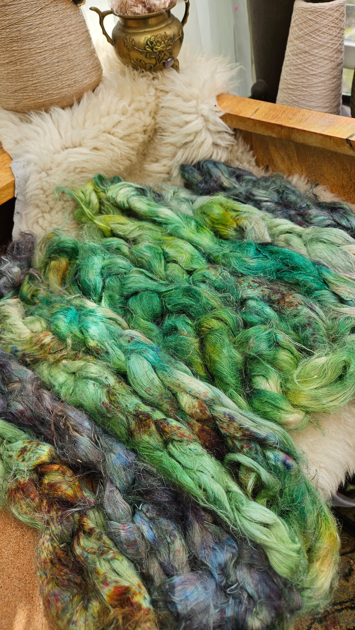 GAWAIN Hand-Dyed Fine Hemp for fiber art, texture blending, and papermaking - 2 ounces | 57 grams