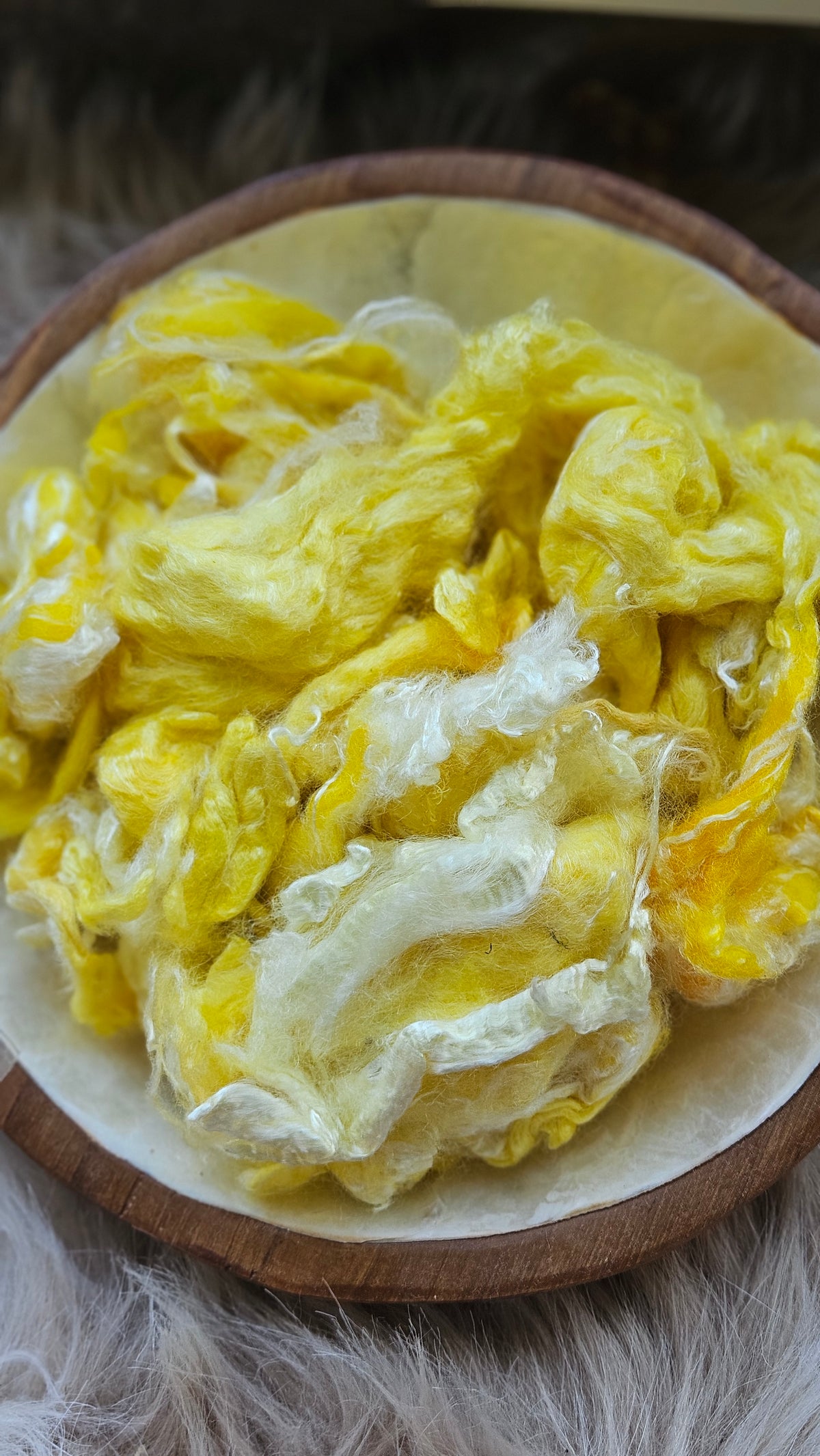Mango Sorbet - hand-dyed fine wool and silky bamboo mill ends - 5 oz |  142 g