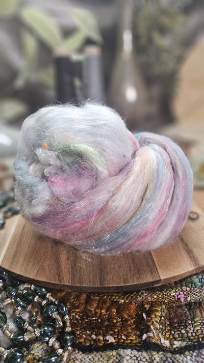 Shaniko Wool Silk Flax Neauveau Art Batt 902 - 3.7 oz