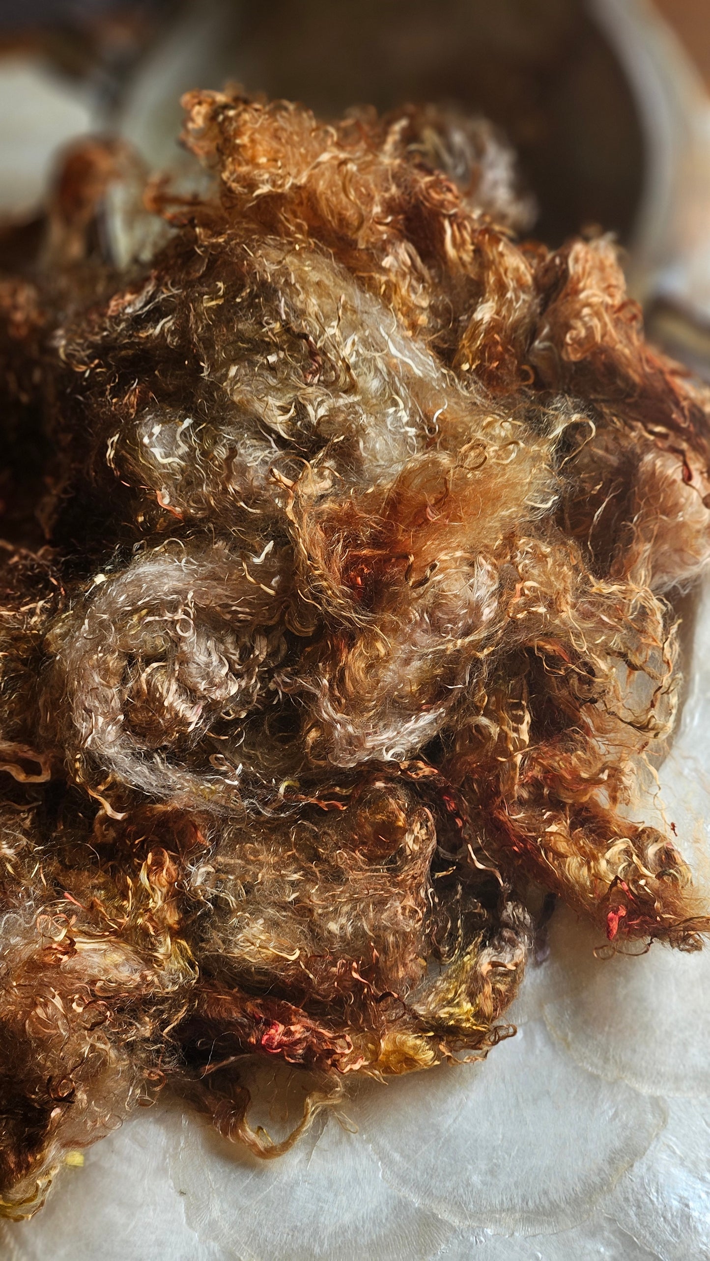 CARNOTITE - hand-dyed eucalyptus crimp faux-silk for art yarn embellishing, fiber blending, felting, and papermaking - 2 oz | 57 g