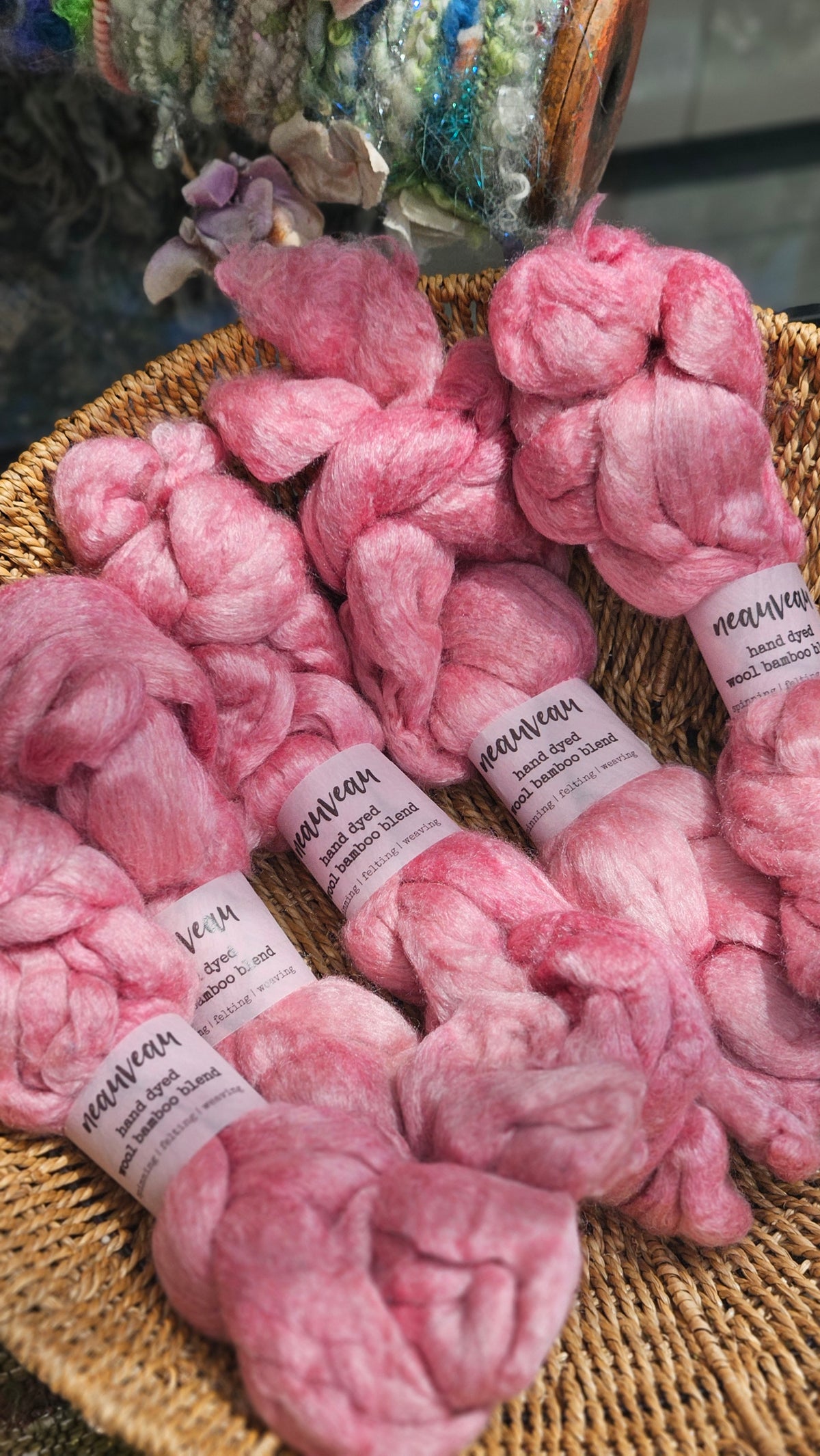 Blush Pearl - wool bamboo roving for felting and blending - 2 ounces | 57 grams