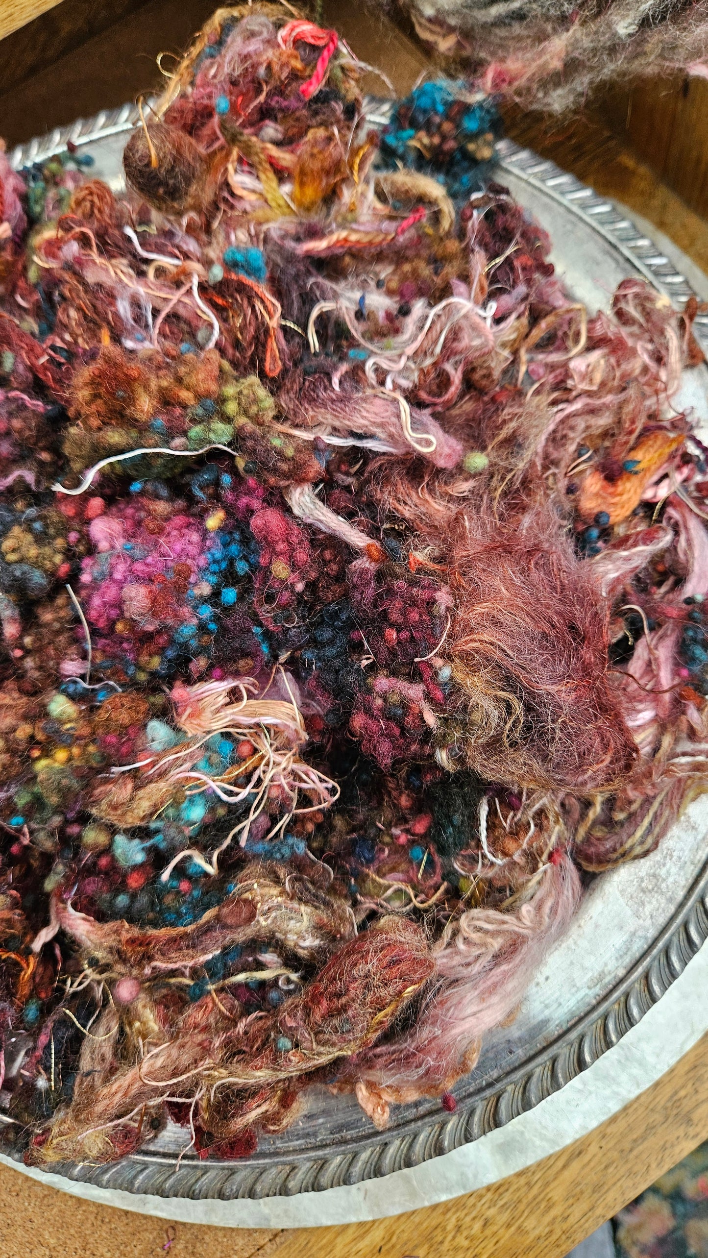 GARDEN DUSK - Hand-Dyed Texture Blend for art yarn embellishing, texture blending, felting, mixed media, and fiber art - 4 ounces | 114 grams