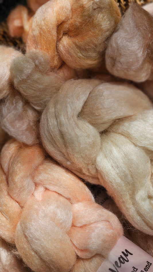 Gilded Pearl - wool bamboo roving for felting and blending - 2 ounces | 57 grams