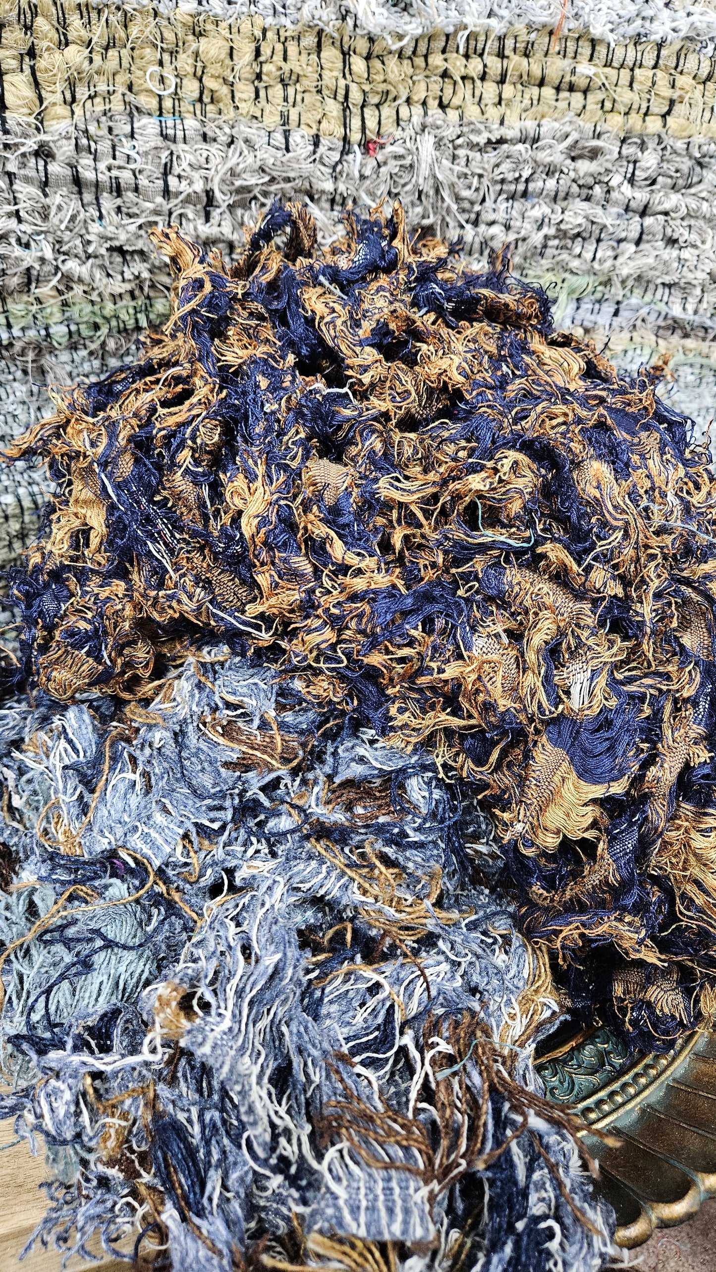 BULK 05 - shaggy fringe ribbon for tapestry weaving and fiber art - 4.5 POUNDS