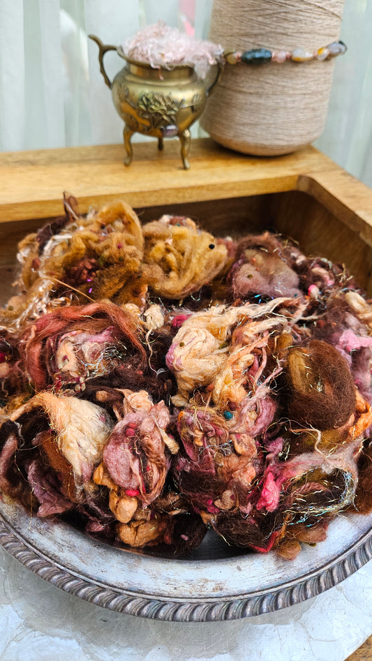 MIDSUMMER FIELDS - Hand-Dyed Alpaca Bamboo Texture Blend for art yarn embellishing, texture blending, felting, mixed media, and fiber art - 4 ounces | 114 grams