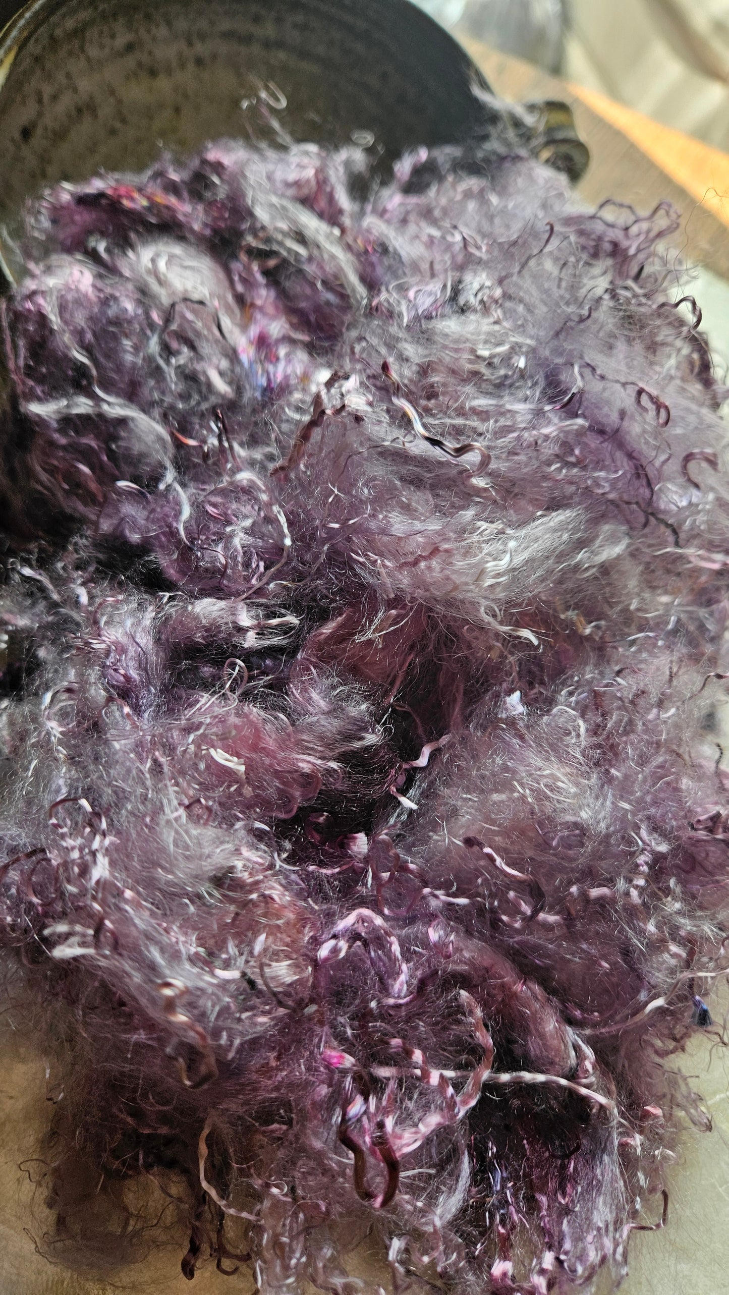 PURPURITE - hand-dyed eucalyptus crimp faux-silk for art yarn embellishing, fiber blending, felting, and papermaking - 2 oz | 57 g