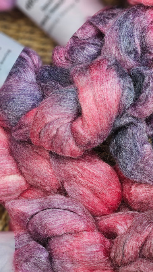 Peony Pearl - wool bamboo roving for felting and blending - 2 ounces | 57 grams