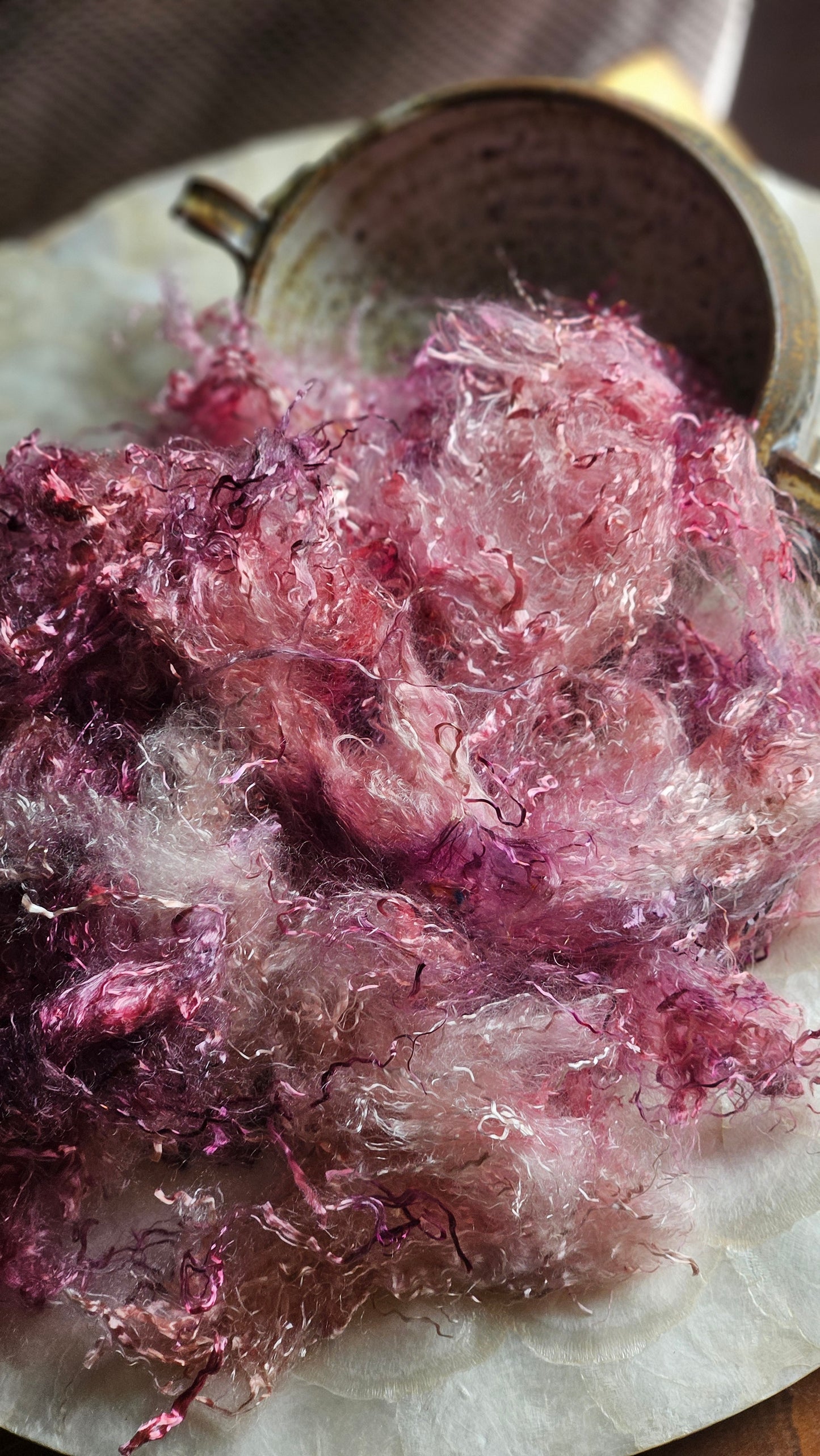 EUDIALYTE - hand-dyed eucalyptus crimp faux-silk for art yarn embellishing, fiber blending, felting, and papermaking - 2 oz | 57 g