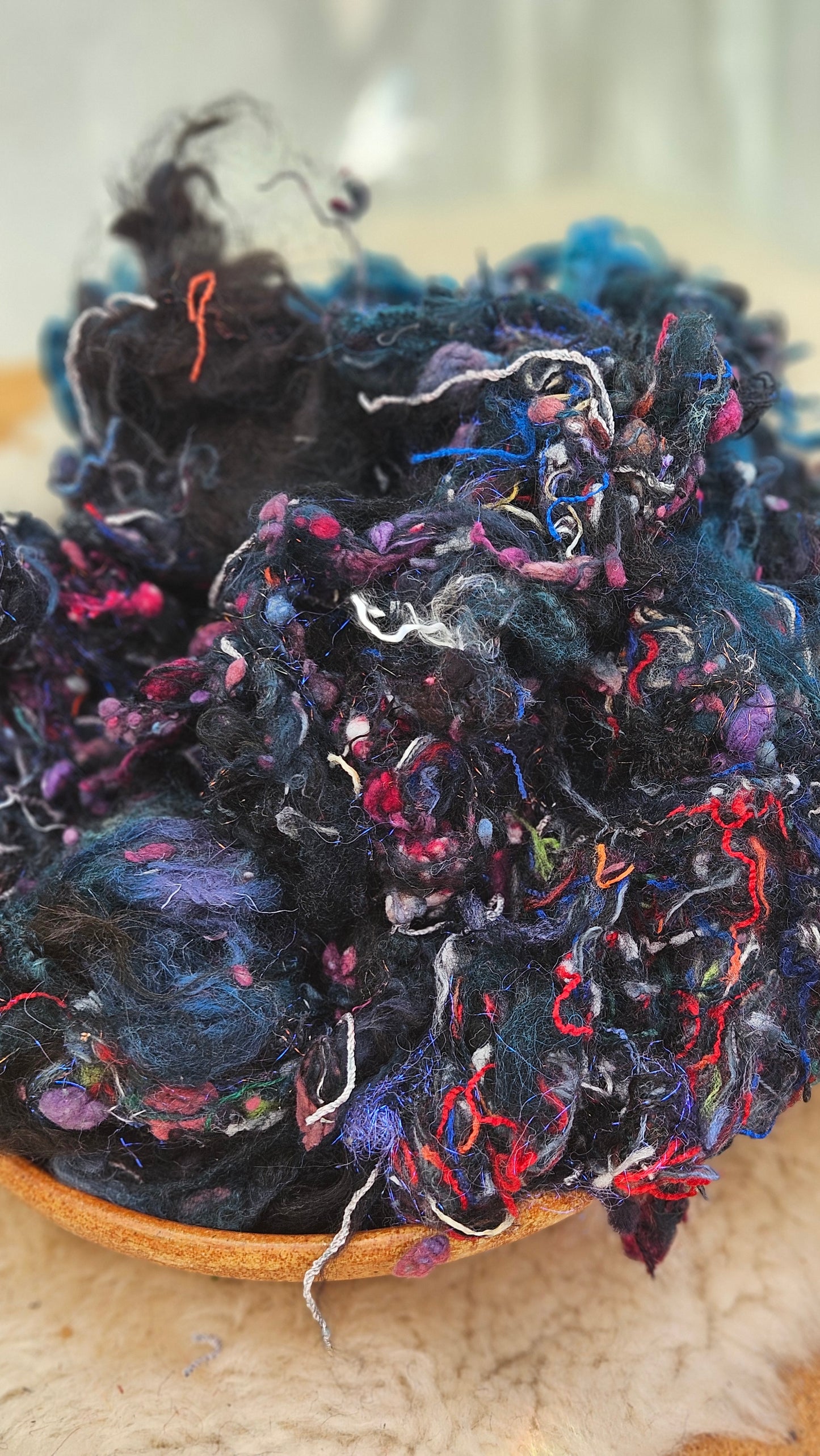 FROST LIGHT - Hand-Dyed Recycled Wool Texture Blend for art yarn embellishing, texture blending, felting, mixed media, and fiber art - 4 ounces | 114 grams