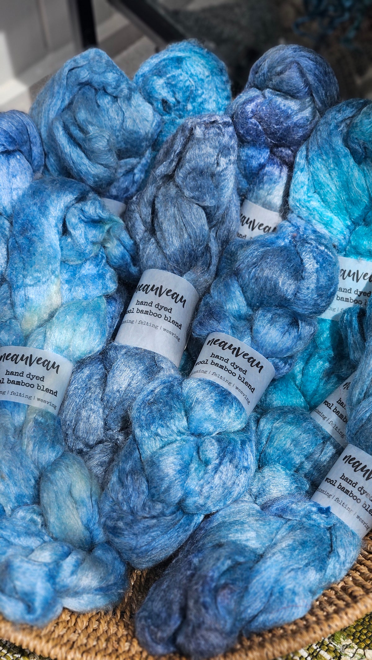 Ocean Pearl - wool bamboo roving for felting and blending - 2 ounces | 57 grams