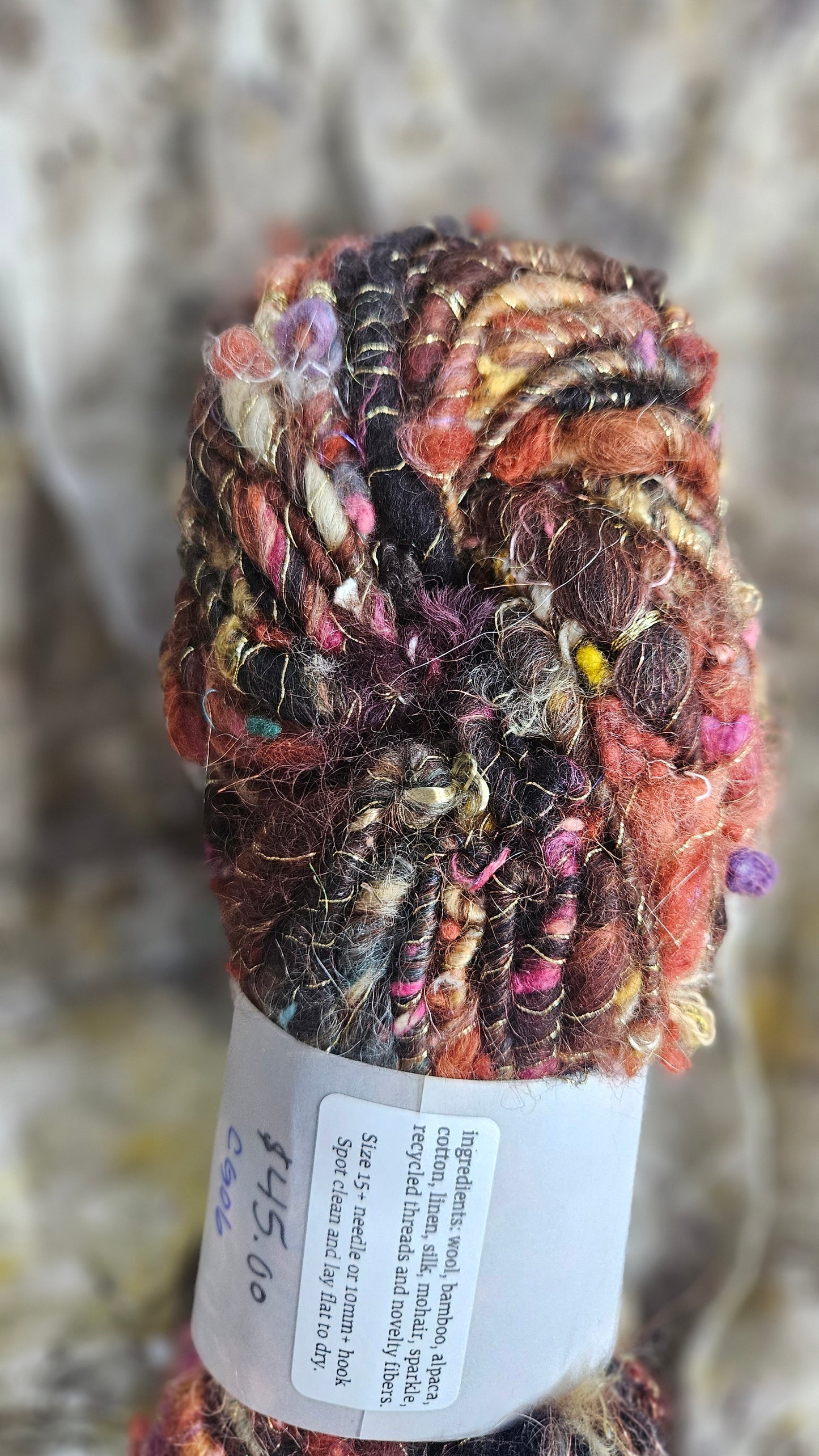 Handspun Bulky Art Yarn - Cinnamon Grove 06